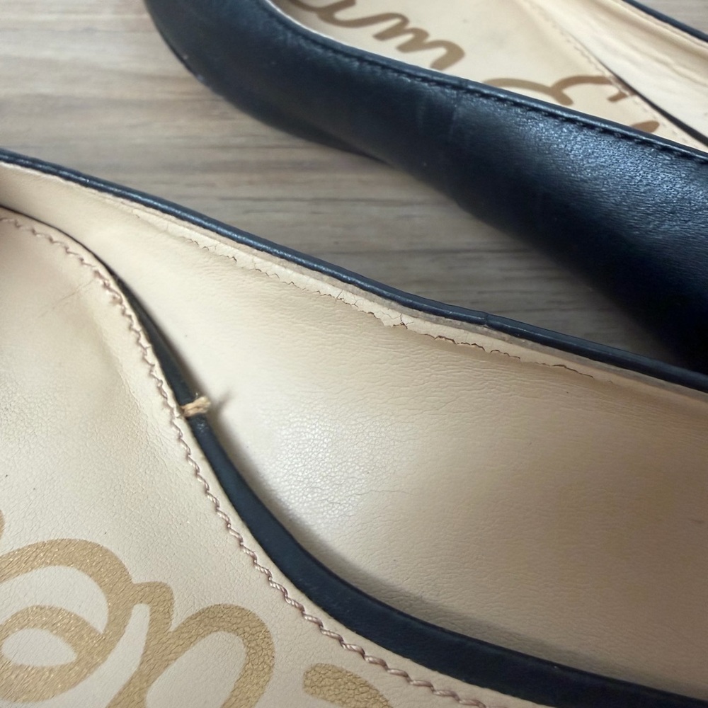 Sam Edelman Black Leather Pointed Toe Flats Size 7 Classic Chic - Picture 6 of 7